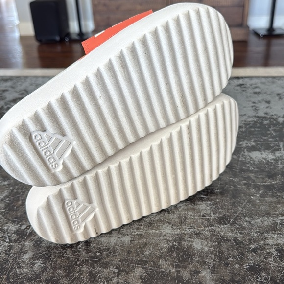 Unisex Adidas Orange/White/Blue Adilette Platform Slide Sandal Size 9 (M) 11 (W) - Picture 6 of 7